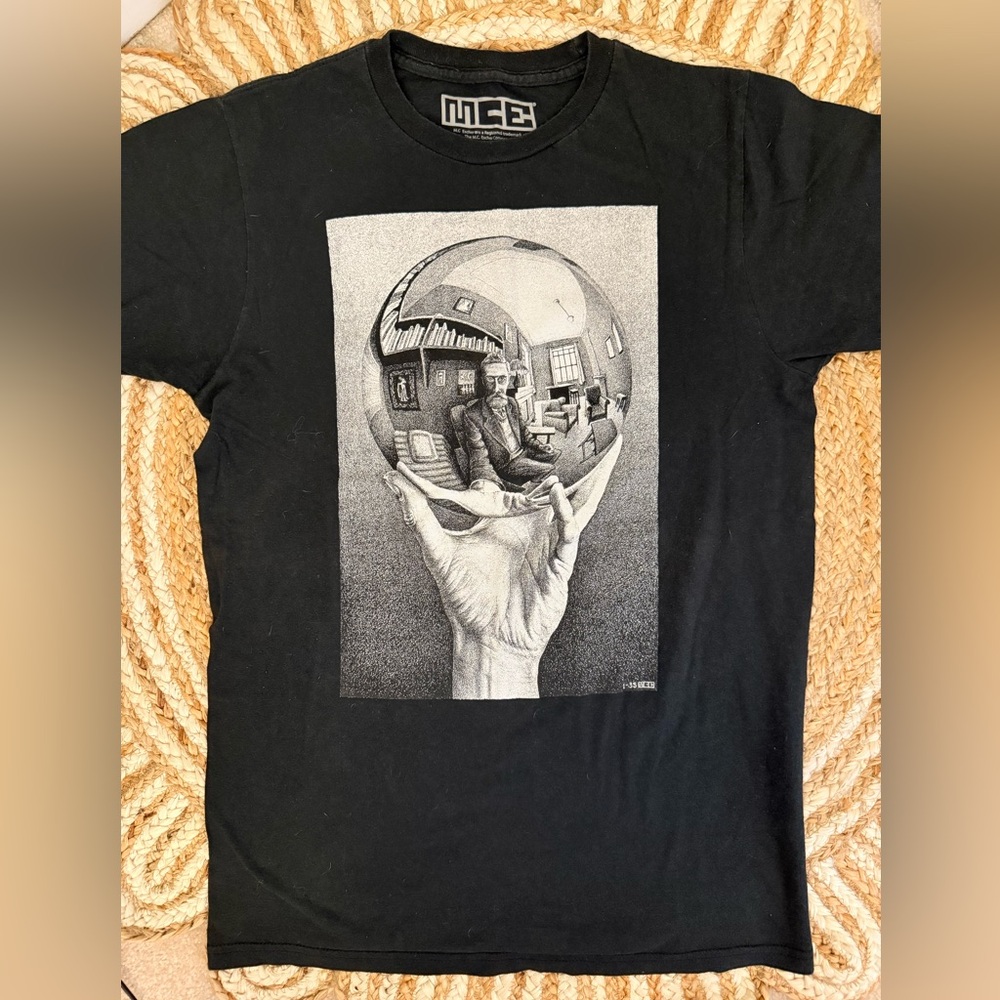 Black M.C. Escher Graphic T-Shirt
